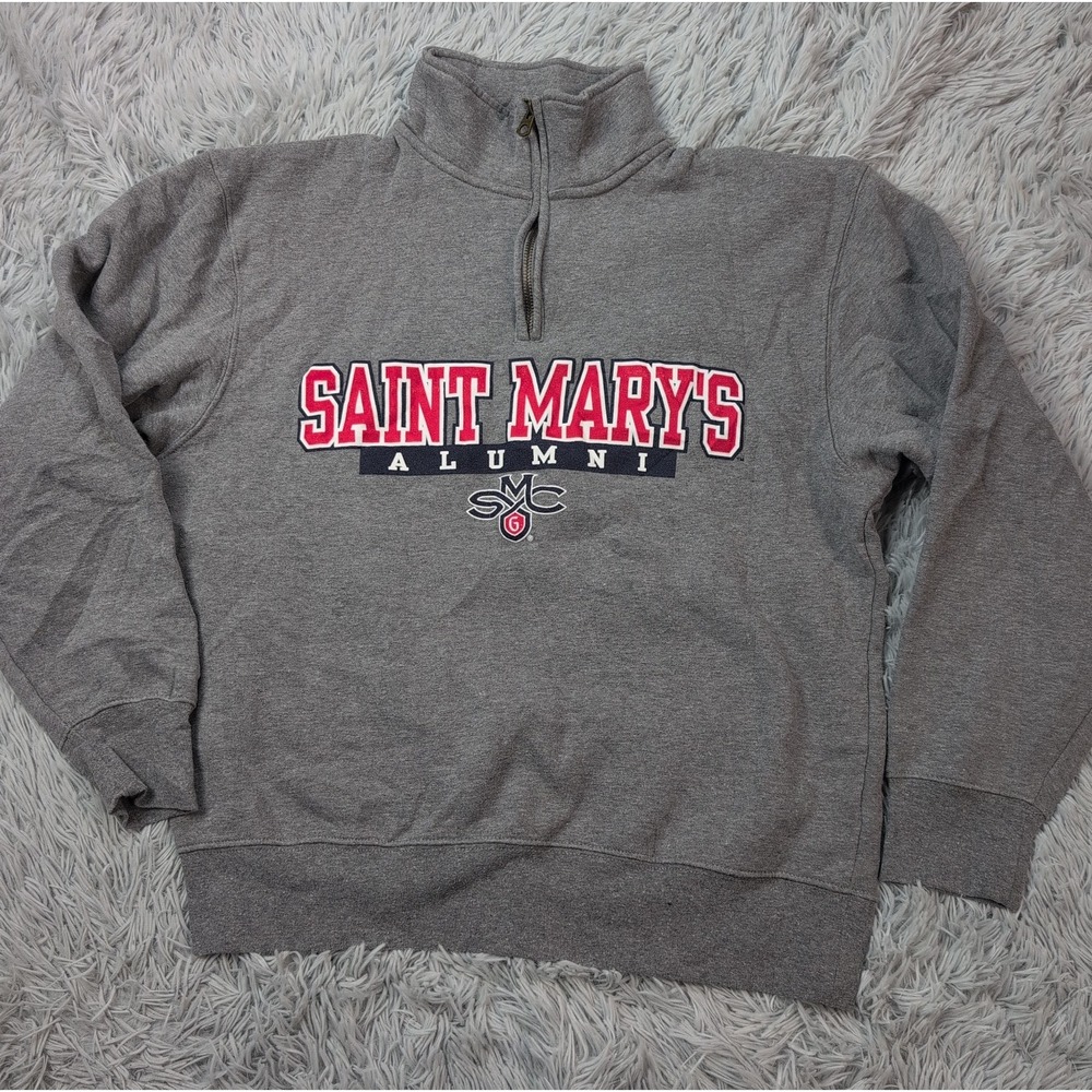 Saint Mary's Alumni Sweatshirt Mens M Gray Athletic University Half Zip Jansport